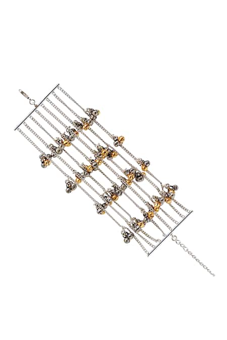 Shop Tad Accessories Gold Plated Two Tone Finish Bracelet at Aza Fashions Shop_Tad Accessories_Gold Plated Two Tone Finish Bracelet _at_Aza_Fashions