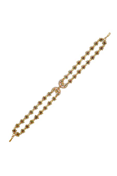 Shop Tad Accessories Gold Plated Finish Imitation Kundan Mathapatti at Aza Fashions Shop_Tad Accessories_Gold Plated Finish Imitation Kundan Mathapatti _at_Aza_Fashions