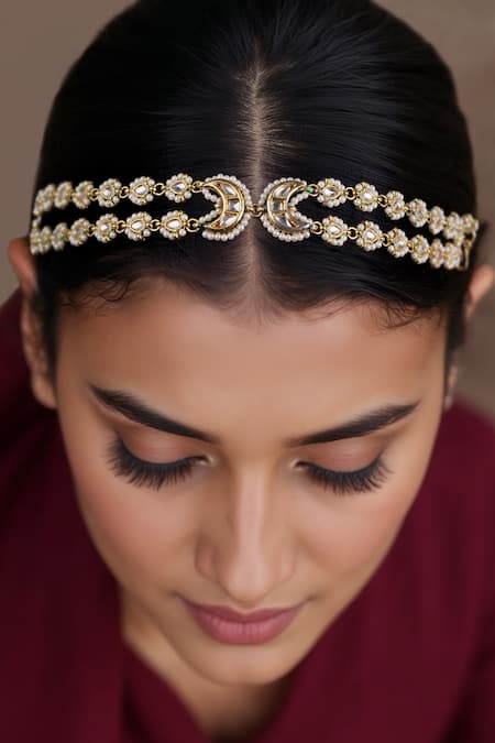 Tad Accessories Gold Plated Finish Imitation Kundan Mathapatti 