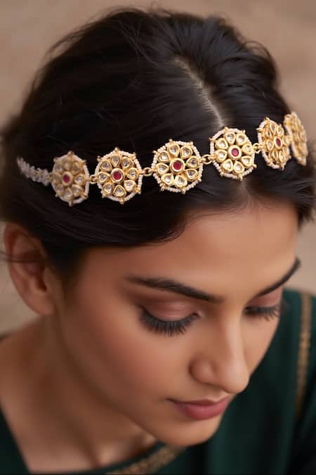 Tad Accessories Gold Finish Kundan Mathapatti 