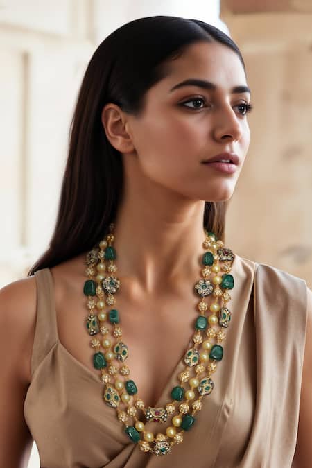 Tad Accessories Gold Finish Kundan Necklace 