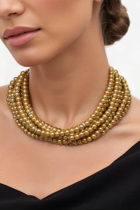 Tad Accessories Brown Glass Pearl Necklace 