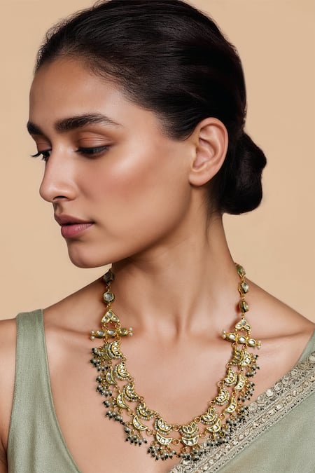 Tad Accessories Gold Finish Kundan Necklace 