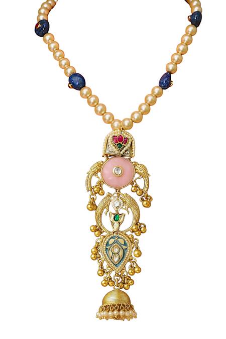 Tad Accessories Multi Color Gold Finish Kundan Necklace Online at Aza Fashions Tad Accessories_Multi Color Gold Finish Kundan Necklace _Online_at_Aza_Fashions