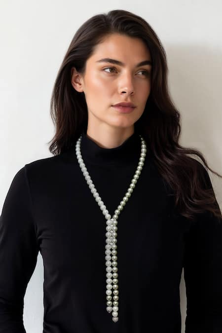 Tad Accessories Gray Grey Shell Pearl Designer Necklace 