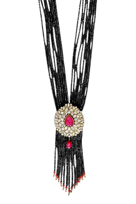 Tad Accessories Black Two Tone Crystal Bead Necklace Online at Aza Fashions Tad Accessories_Black Two Tone Crystal Bead Necklace _Online_at_Aza_Fashions