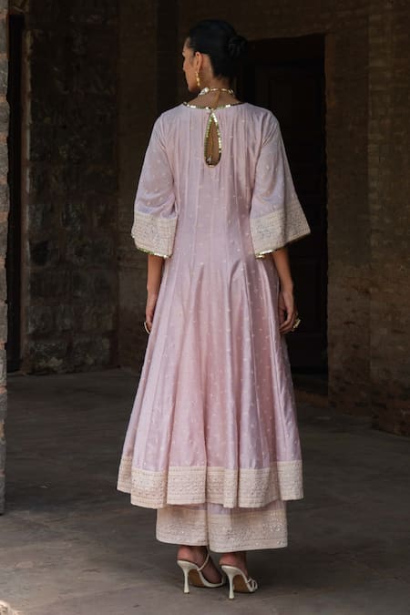 Preevin Big Border Onion Pink Anarkali With Pant 