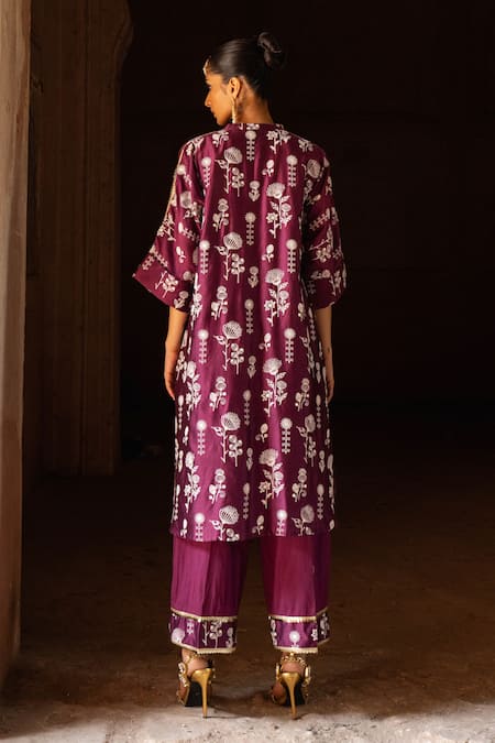 Preevin Wine Sunflower Kurta With Pant 
