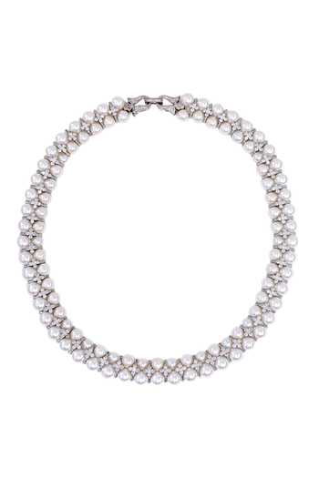 Tad Accessories_White Shell Pearl Necklace _Online_at_Aza_Fashions