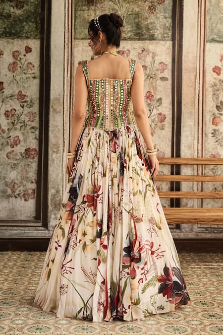 Diyarajvvir Ivory Floral Print Lehenga Set 