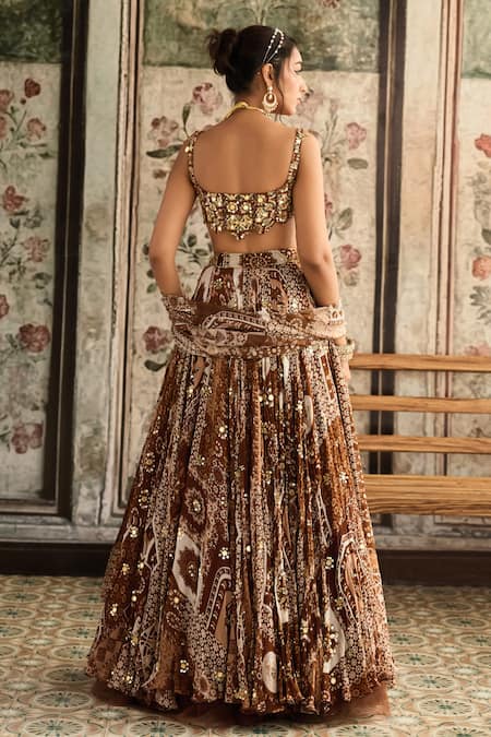 Diyarajvvir Caramel Brown Printed Lehenga Set 