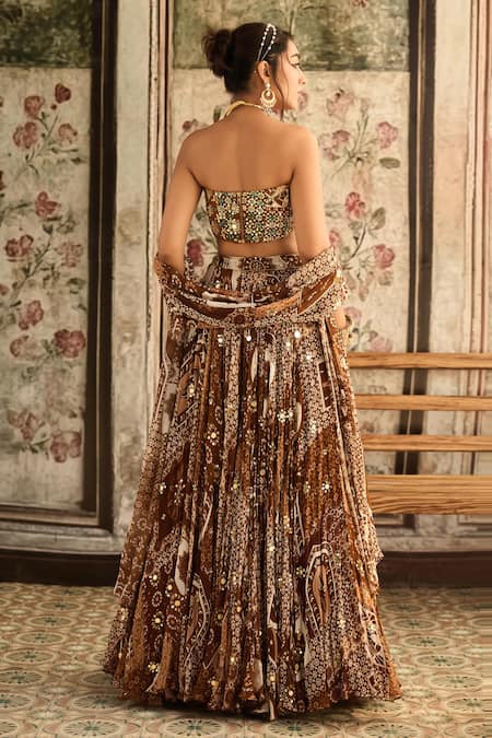Diyarajvvir Printed Caramel Brown Lehenga Set 