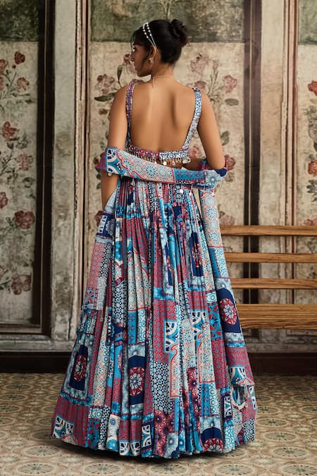 Diyarajvvir Teal Blue Printed Lehenga Set 
