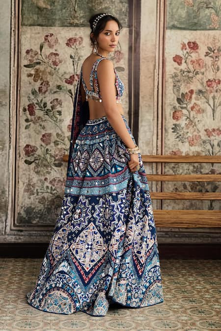 Diyarajvvir Teal Blue Printed Lehenga Set 
