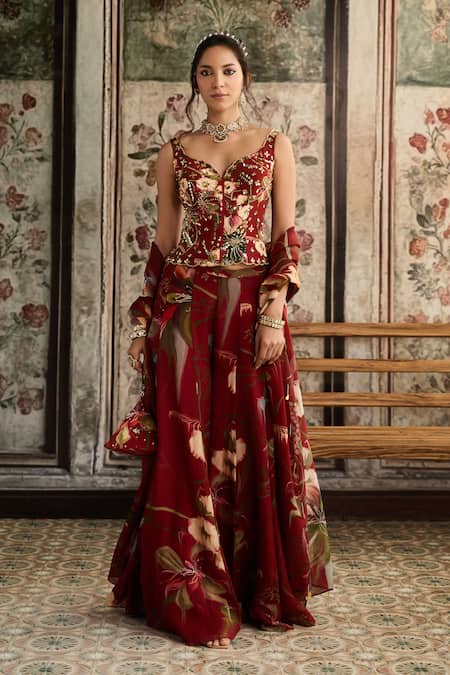 Diyarajvvir Printed Corset & Flared Pant Set 