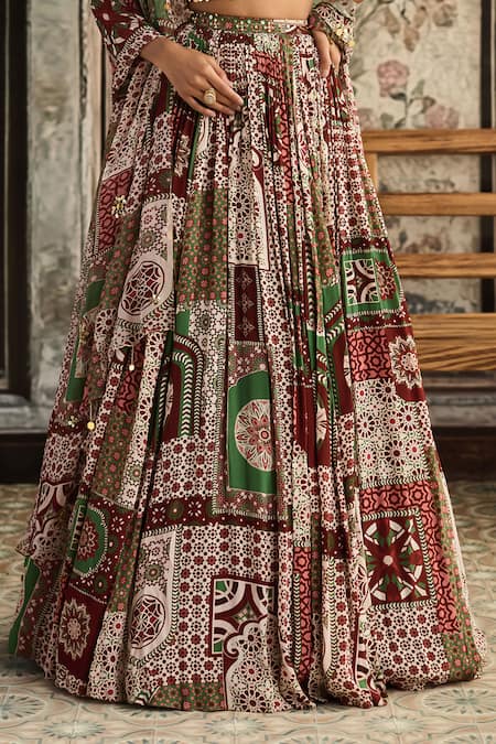 Buy Diyarajvvir Maroon Crepe, Georgette Embroidery, Sequins, Designer Sage Green And Lehenga Set Online at Aza Fashions Buy_Diyarajvvir_Maroon Crepe, Georgette Embroidery, Sequins, Designer Sage Green And Lehenga Set _Online_at_Aza_Fashions