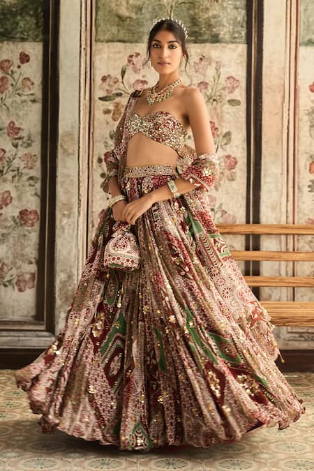 Buy Diyarajvvir Maroon Georgette, Crepe Sequins, Embroidery Sage Green And Designer Lehenga Set Online at Aza Fashions Buy_Diyarajvvir_Maroon Georgette, Crepe Sequins, Embroidery Sage Green And Designer Lehenga Set _Online_at_Aza_Fashions