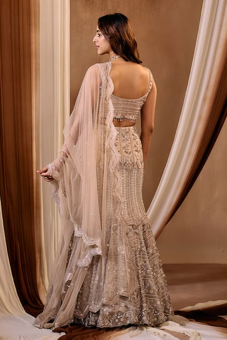 Niamh By Kriti Gold Hand Embroidered Lehenga Set 