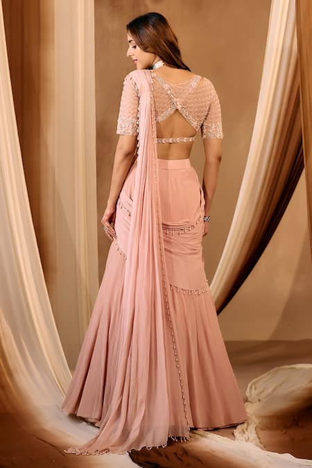 Niamh By Kriti Pink Hand Embroidered Lehenga Set 