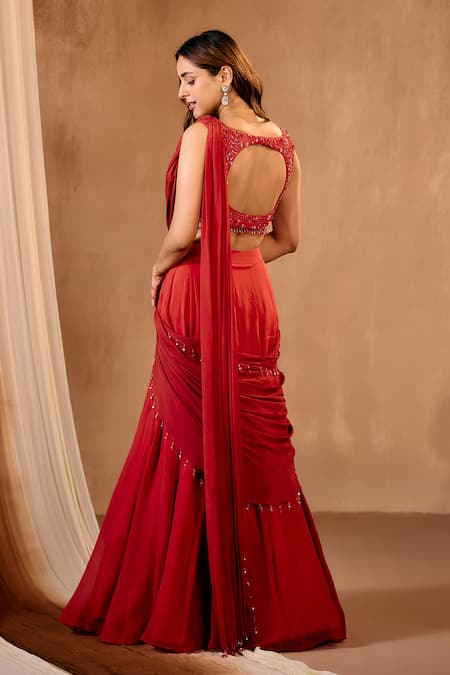 Niamh By Kriti Red Designer Lehenga Set 