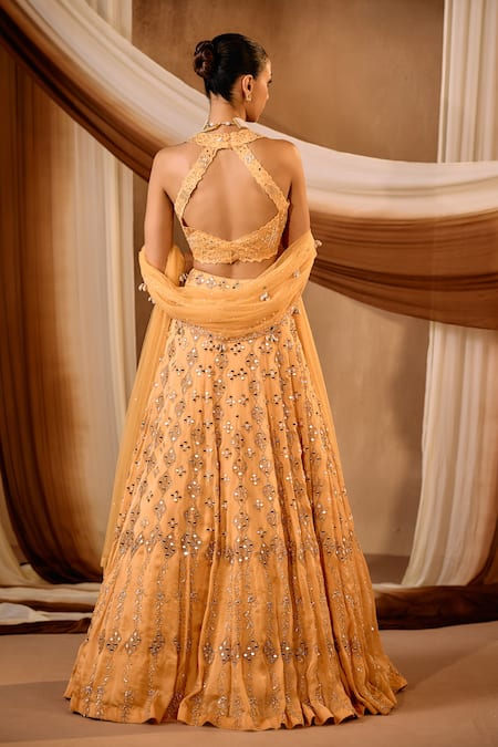 Niamh By Kriti Orange Embellished Lehenga Set 