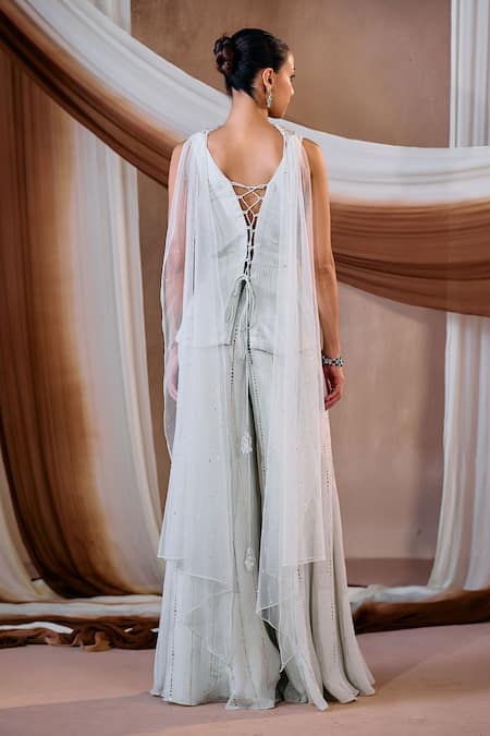 Niamh By Kriti Green Silk Kurta Sharara Set 