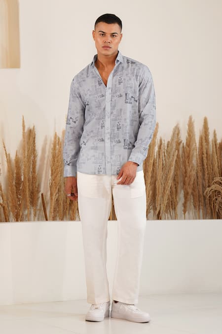 Eleven Brothers Grey Matter Printed Linen Shirt 