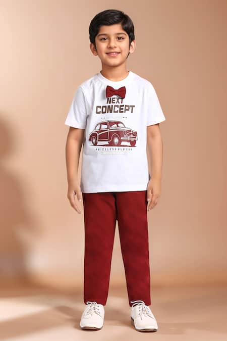 Buy Petite Pomme Red Silk, Cotton Blazer Suit Set For Boys Buy_Petite Pomme_Red Silk, Cotton Blazer Suit Set For Boys