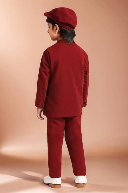 Petite Pomme Red Blazer Suit Set for Boys 
