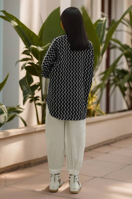 Petite Pomme Black Chevron Loose Kurta Set 