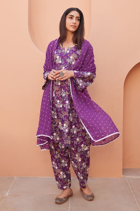 Gulabo Jaipur Anjum Purple Straight Kurta Set 