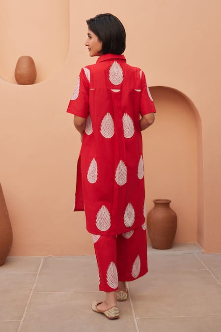 Gulabo Jaipur Khalak Red Kurta & Pant Co-ord Set 