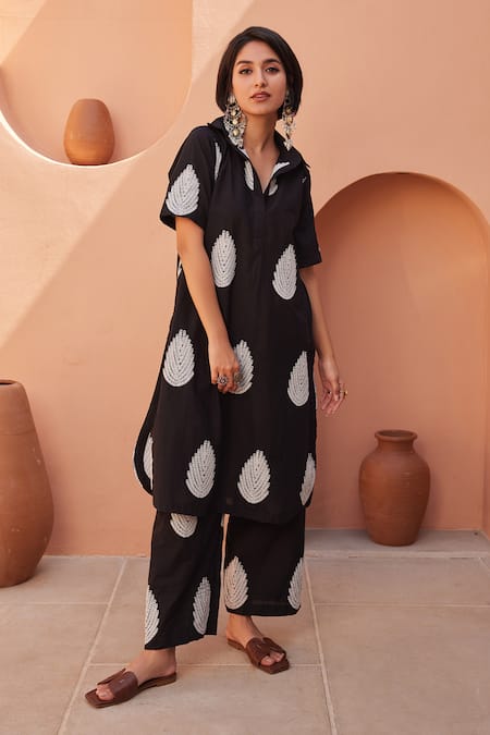 Gulabo Jaipur Khalak Black Kurta & Pant Co-ord Set 