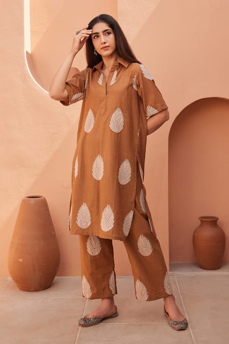 Gulabo Jaipur Khalak Brown Kurta & Pant Co-ord Set 
