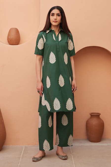 Gulabo Jaipur Khalak Green Kurta & Pant Co-ord Set 