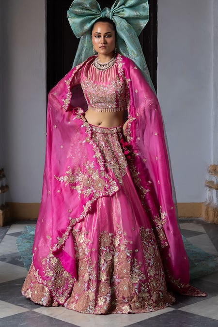 Aangan By Parul Ethereal Cascade Lehenga Set 