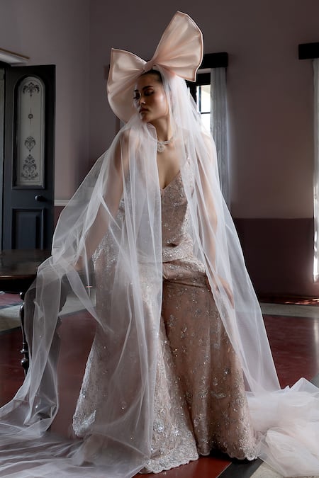 Shop Aangan By Parul Peach Organza Sequins Scoop Neck Luminous Bloom Sharara Set Online at Aza Fashions Shop_Aangan By Parul_Peach Organza Sequins Scoop Neck Luminous Bloom Sharara Set _Online_at_Aza_Fashions