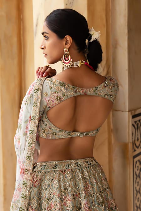 Aangan By Parul Glistening Garden Lehenga Set 