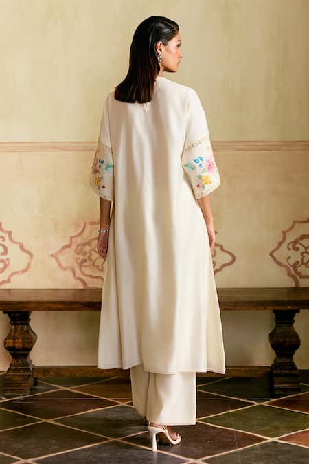 Shop Chandrima Ivory Chanderi Embroidered Tulip Pants at Aza Fashions Shop_Chandrima_Ivory Chanderi Embroidered Tulip Pants _at_Aza_Fashions