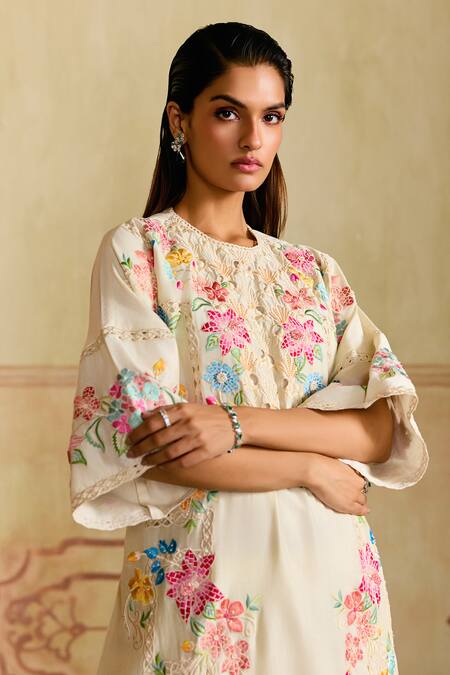 Chandrima Ivory Chanderi Embroidered Tulip Pants Online at Aza Fashions Chandrima_Ivory Chanderi Embroidered Tulip Pants _Online_at_Aza_Fashions