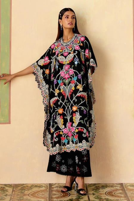Chandrima Floral Threadwork Beadwork Kaftan 