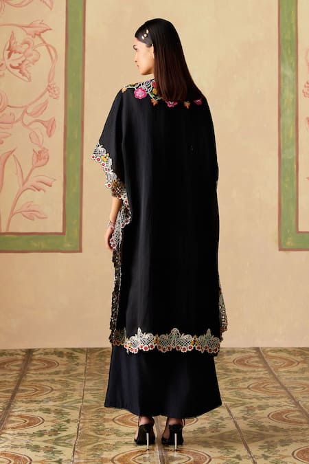 Shop Chandrima Black Chanderi Beads, Applique Sheer Beadwork Pant at Aza Fashions Shop_Chandrima_Black Chanderi Beads, Applique Sheer Beadwork Pant _at_Aza_Fashions