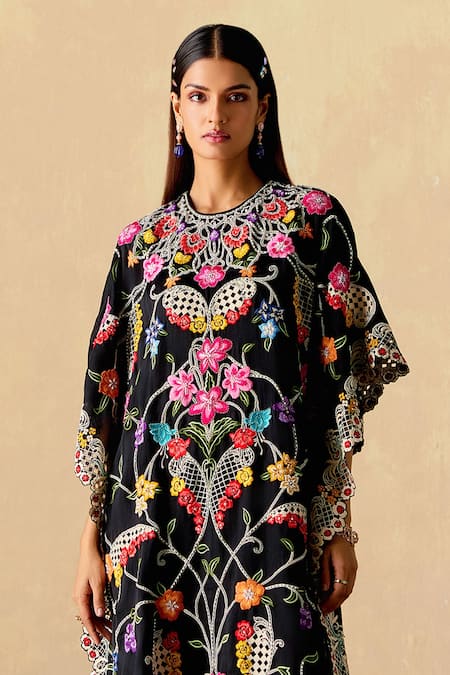 Chandrima Black Chanderi Beads, Applique Sheer Beadwork Pant Online at Aza Fashions Chandrima_Black Chanderi Beads, Applique Sheer Beadwork Pant _Online_at_Aza_Fashions