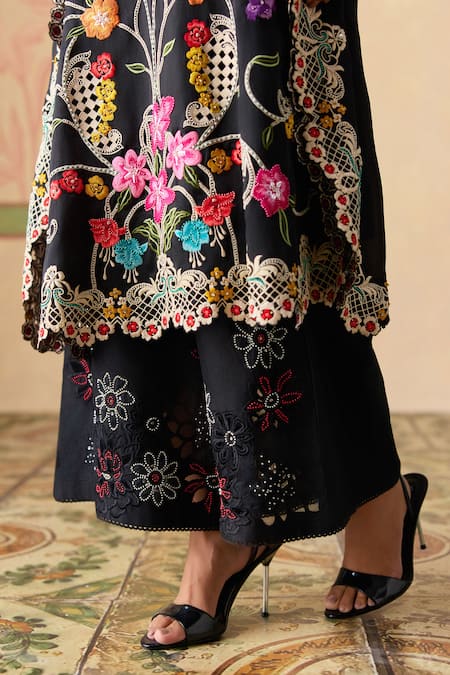 Buy Chandrima Black Chanderi Beads, Applique Sheer Beadwork Pant Online at Aza Fashions Buy_Chandrima_Black Chanderi Beads, Applique Sheer Beadwork Pant _Online_at_Aza_Fashions