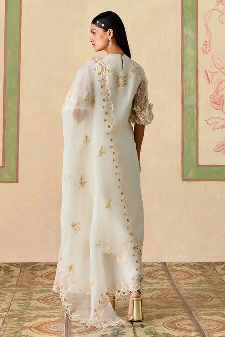 Chandrima Ivory Cutwork Kurta & Flared Pants Set 