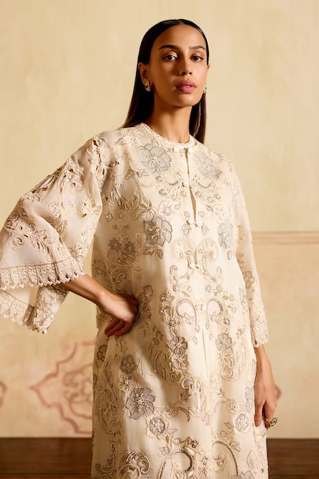 Buy Chandrima Ivory Silk Organza Embroidery Round Neck Jacket Online at Aza Fashions Buy_Chandrima_Ivory Silk Organza Embroidery Round Neck Jacket _Online_at_Aza_Fashions
