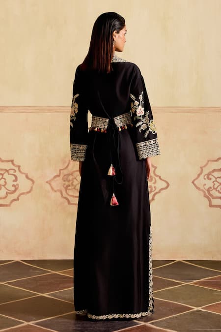Chandrima Black Contrast Embroidered Dress Kurta 