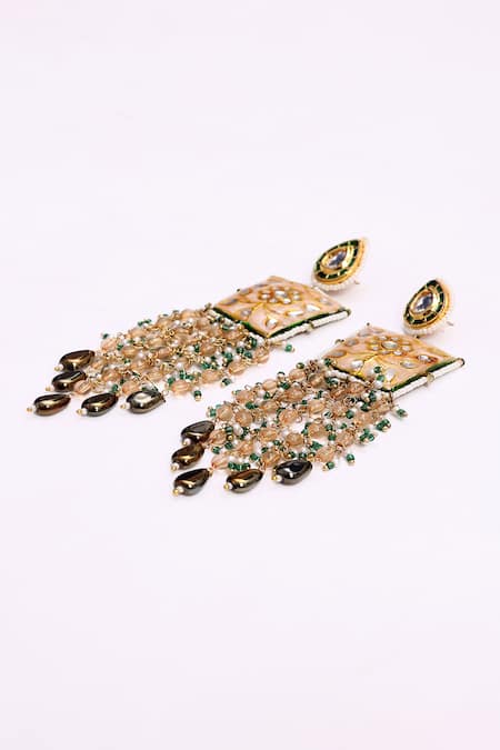 Dugran By Dugristyle_Multi Color Beads Abru Gul Drop Earrings _Online_at_Aza_Fashions