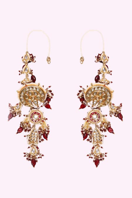 Shop Dugran By Dugristyle Multi Color Crystals, Stones Khoon Sa Rang Drop Earrings Online at Aza Fashions Shop_Dugran By Dugristyle_Multi Color Crystals, Stones Khoon Sa Rang Drop Earrings _Online_at_Aza_Fashions