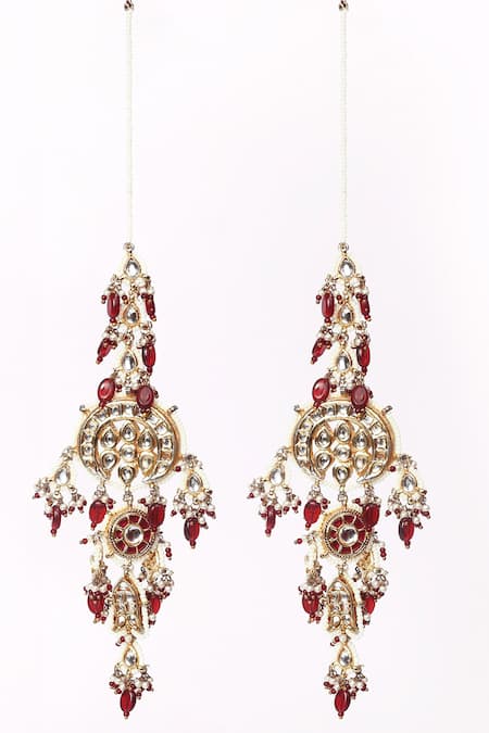 Dugran By Dugristyle Multi Color Crystals, Stones Khoon Sa Rang Drop Earrings at Aza Fashions Dugran By Dugristyle_Multi Color Crystals, Stones Khoon Sa Rang Drop Earrings _at_Aza_Fashions